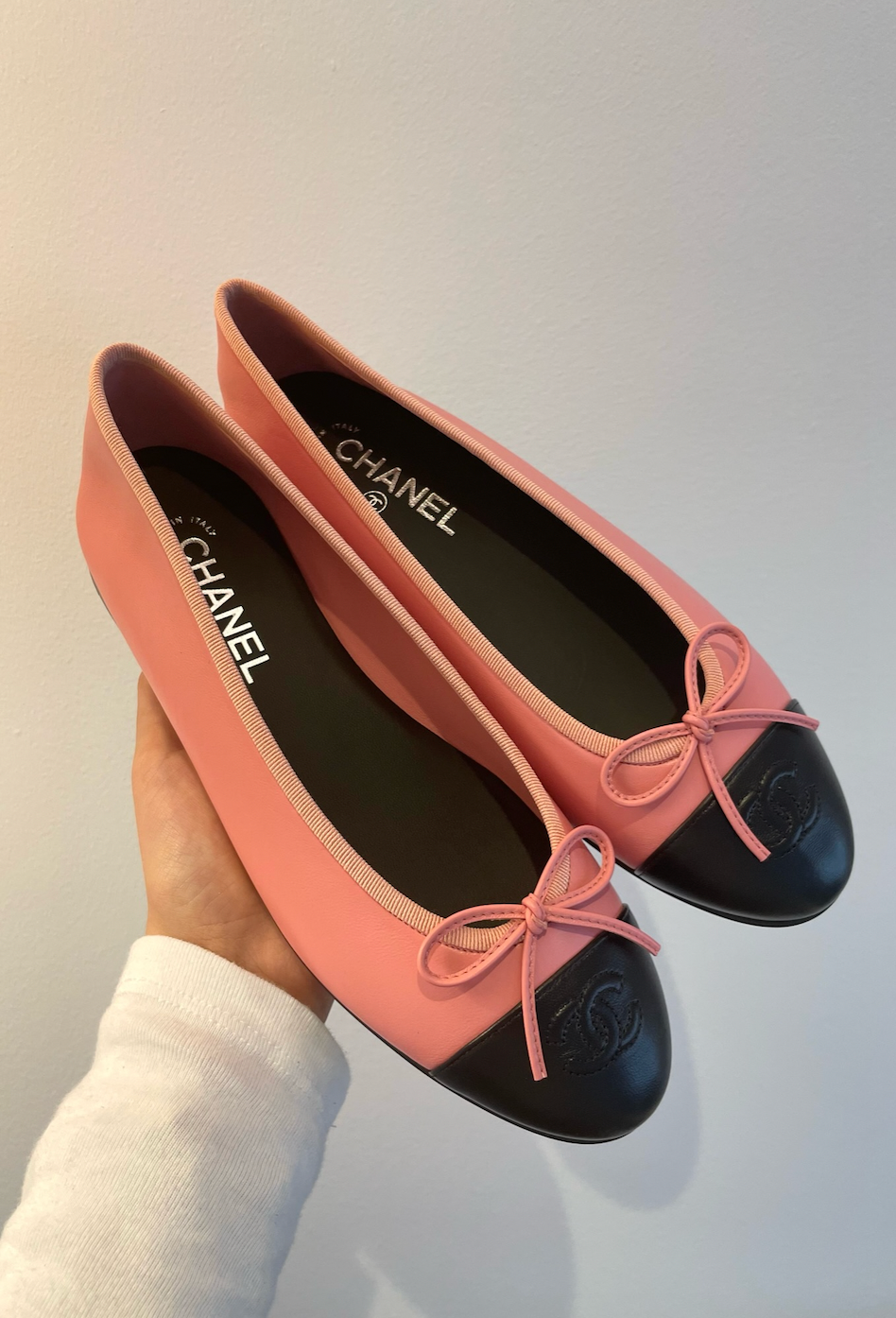 Chanel Lambskin Ballet Flats (Pink/Black)