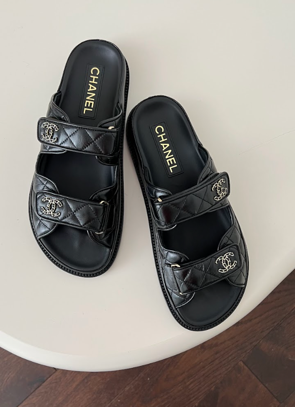 Backless Sandals Chanel Leather Backless CC 'Dad' Sandals (Black)