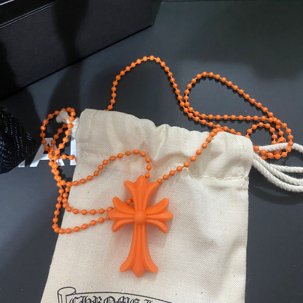 Chrome Hearts Silicone Cross Necklace (Orange)