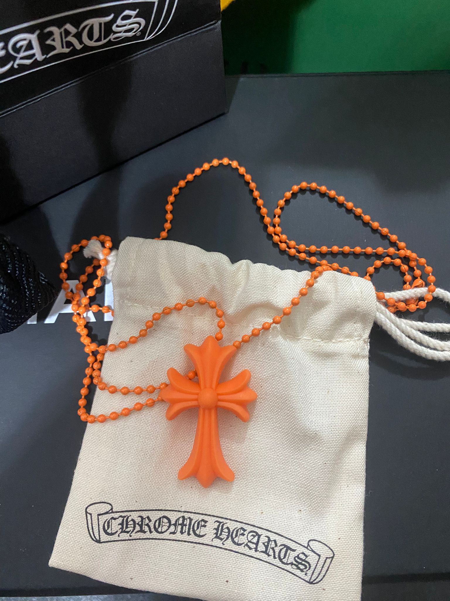 Chrome Hearts Silicone Cross Necklace (Orange)