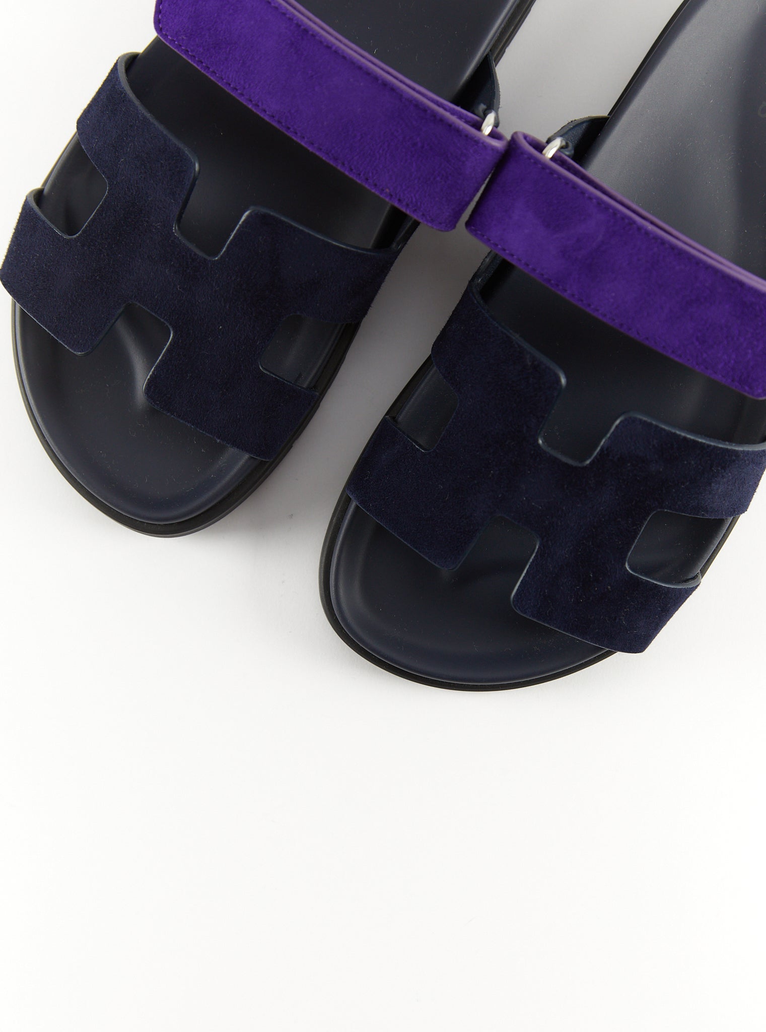 Hermès Chypre Sandals (Marine / Violet Majorette)