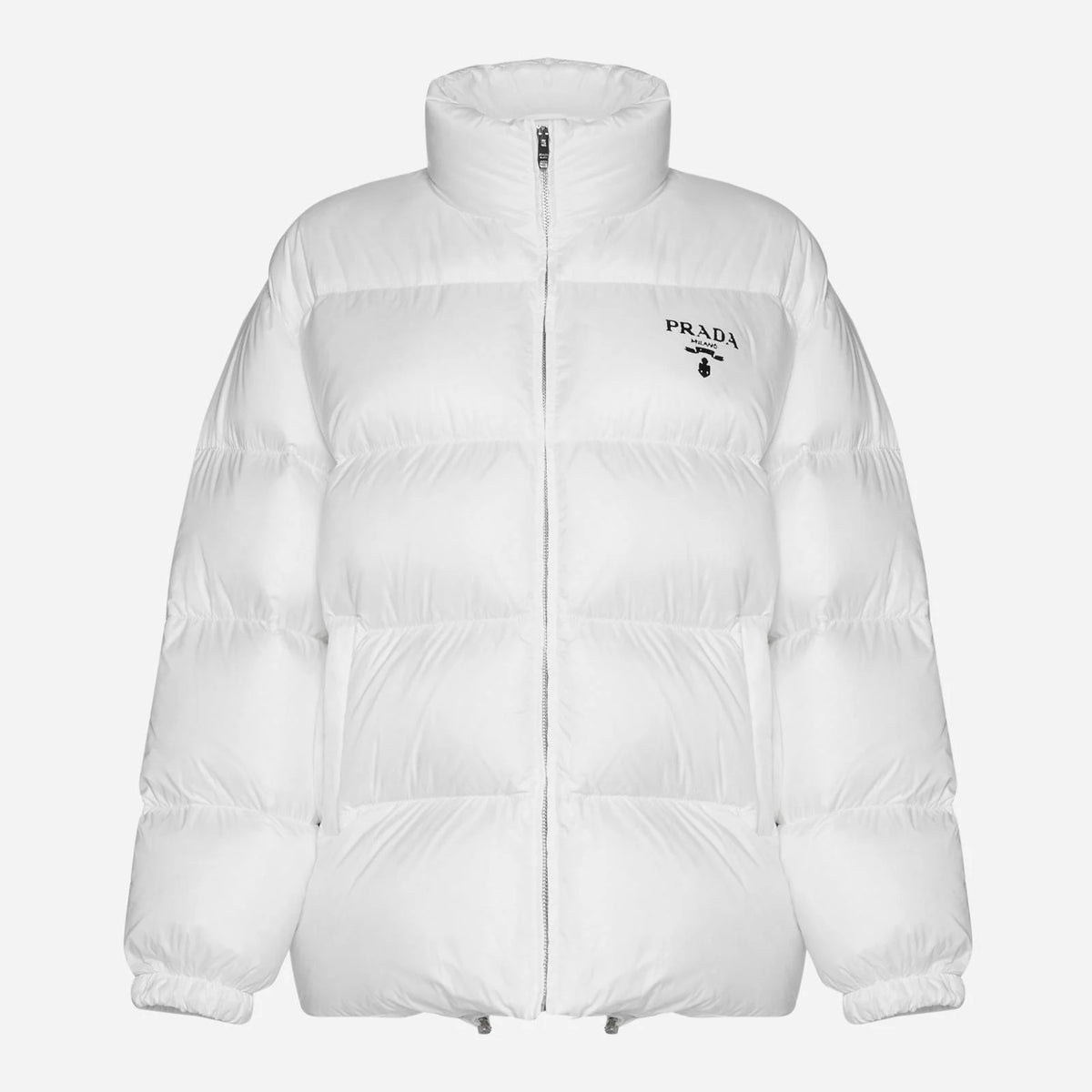 Prada Logo Padded Shell Puffer Jacket White