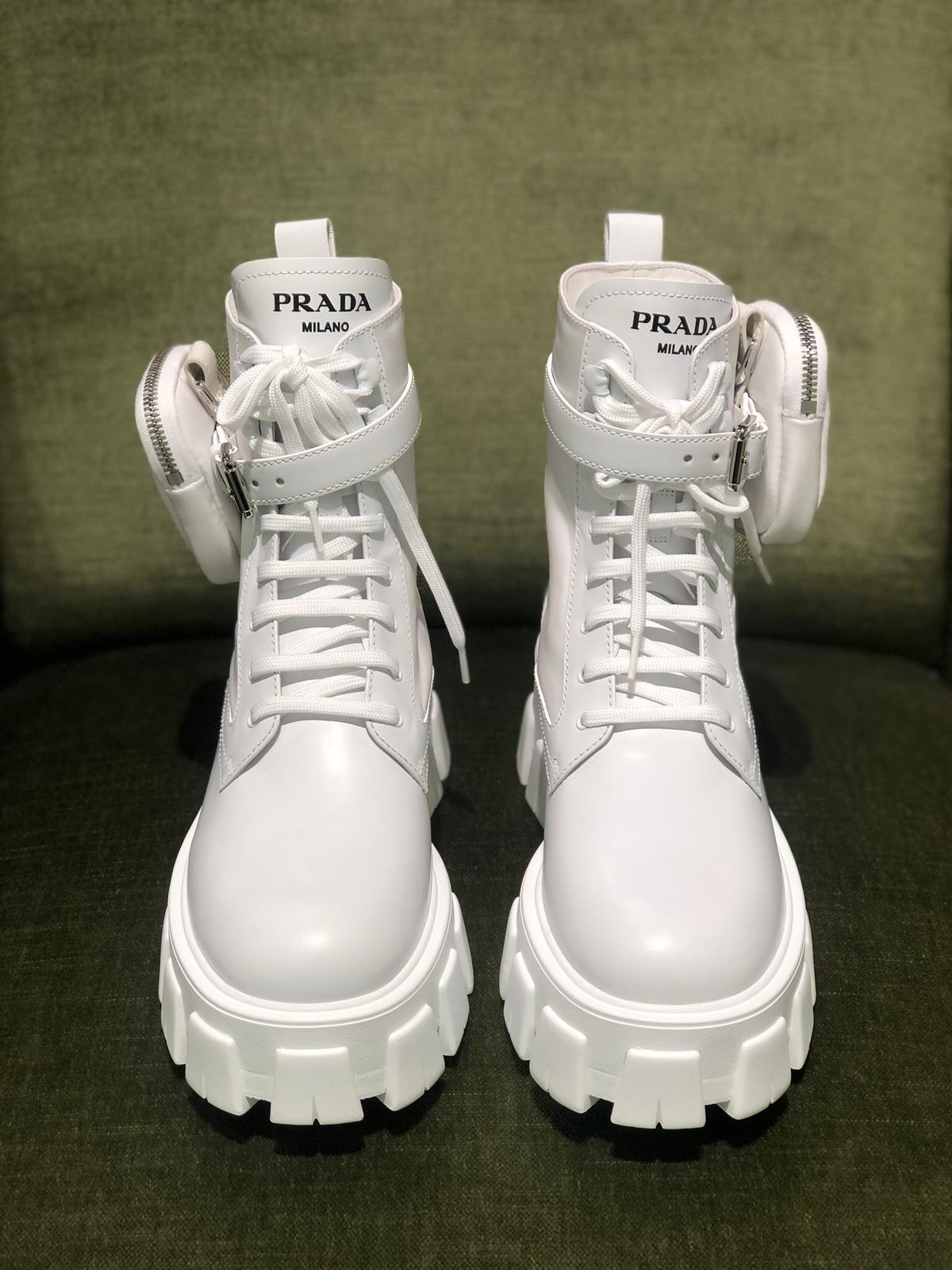 Prada white ankle boots online