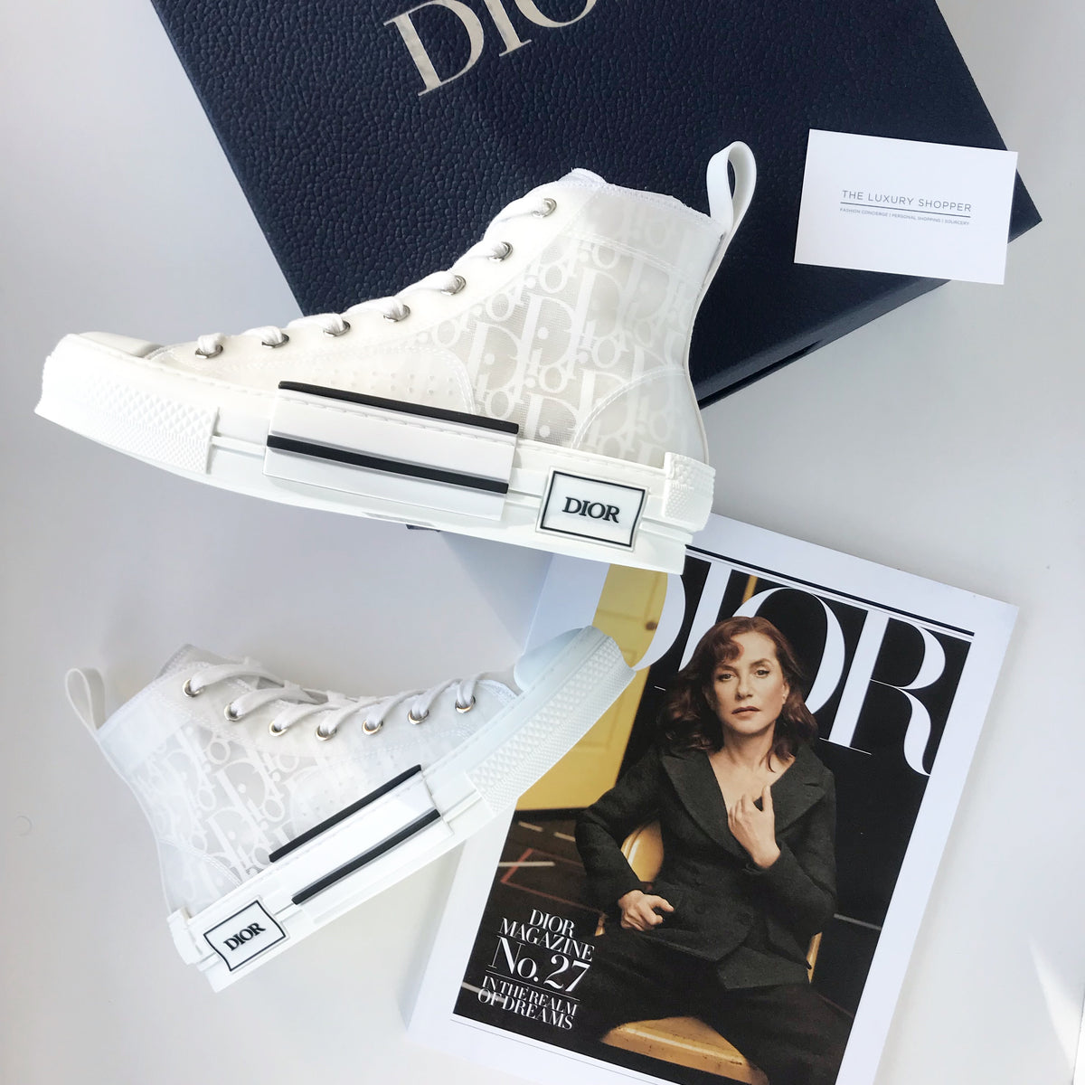 Dior B23 Oblique High Top Sneakers White Kim Jones