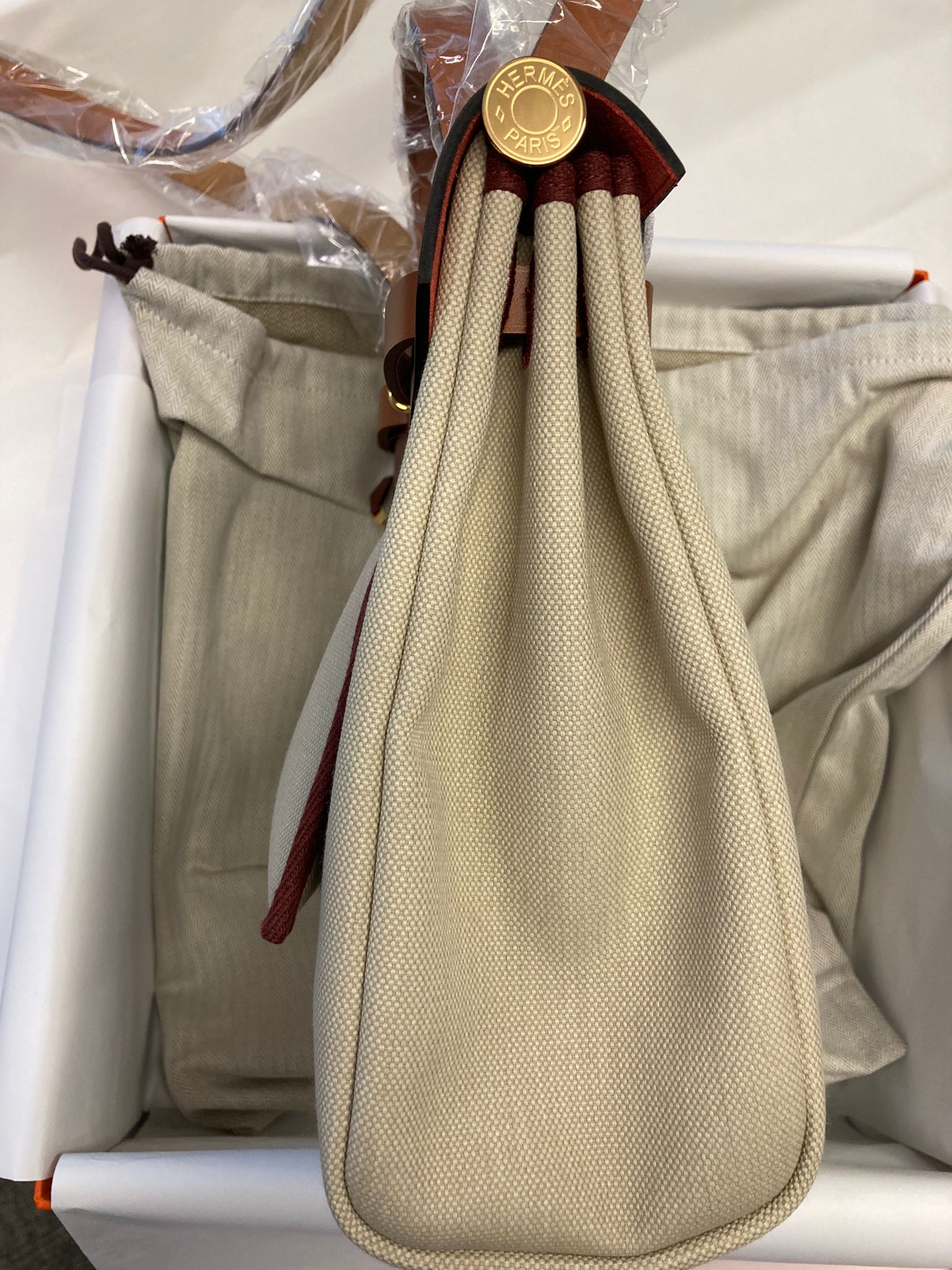 Hermès Herbag Zip 31 Bag Beton / Nature / Rouge H / Fauve GHW