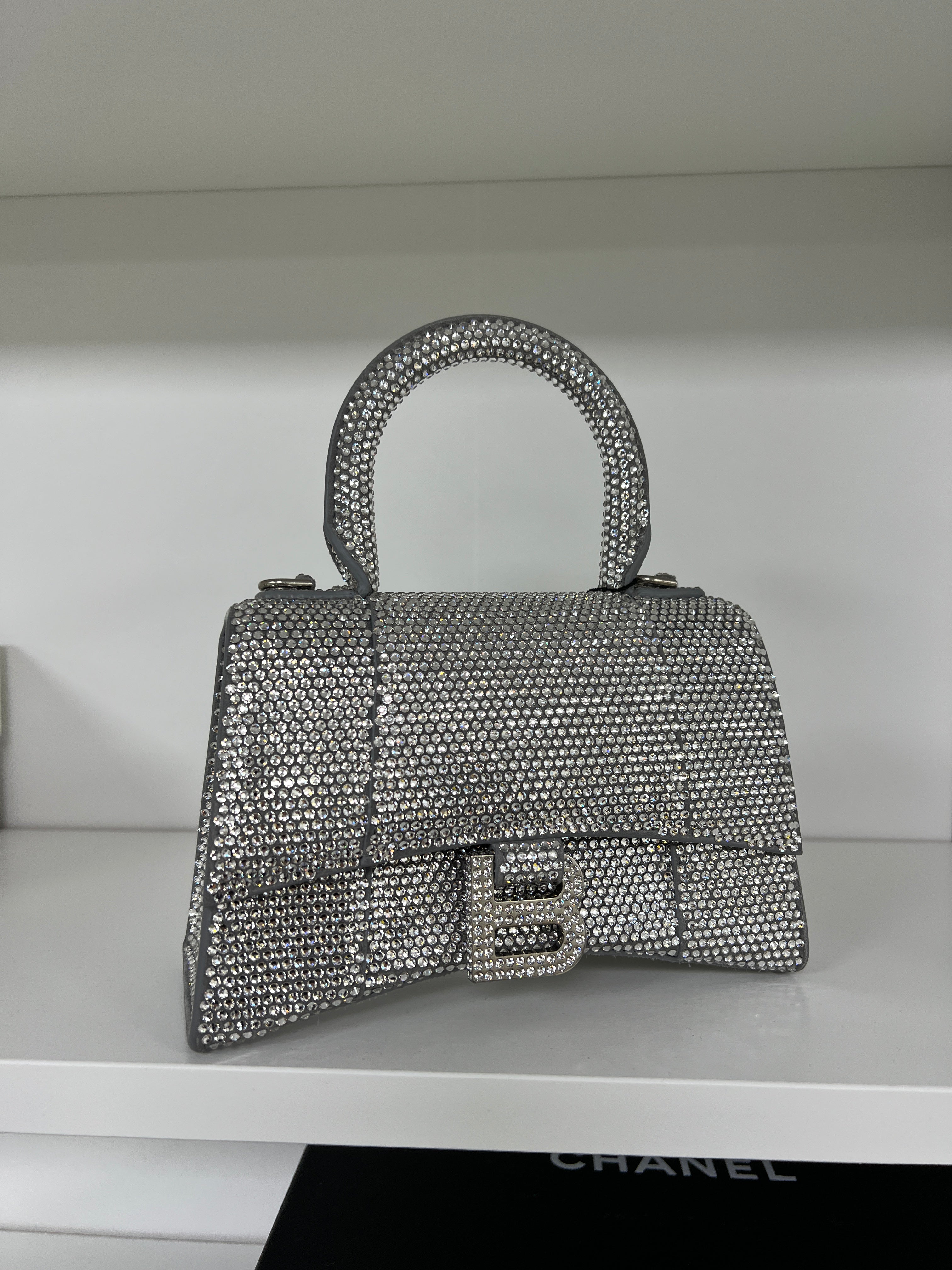 Balenciaga Crystal Rhinestone Embellished XS Hourglass Bag