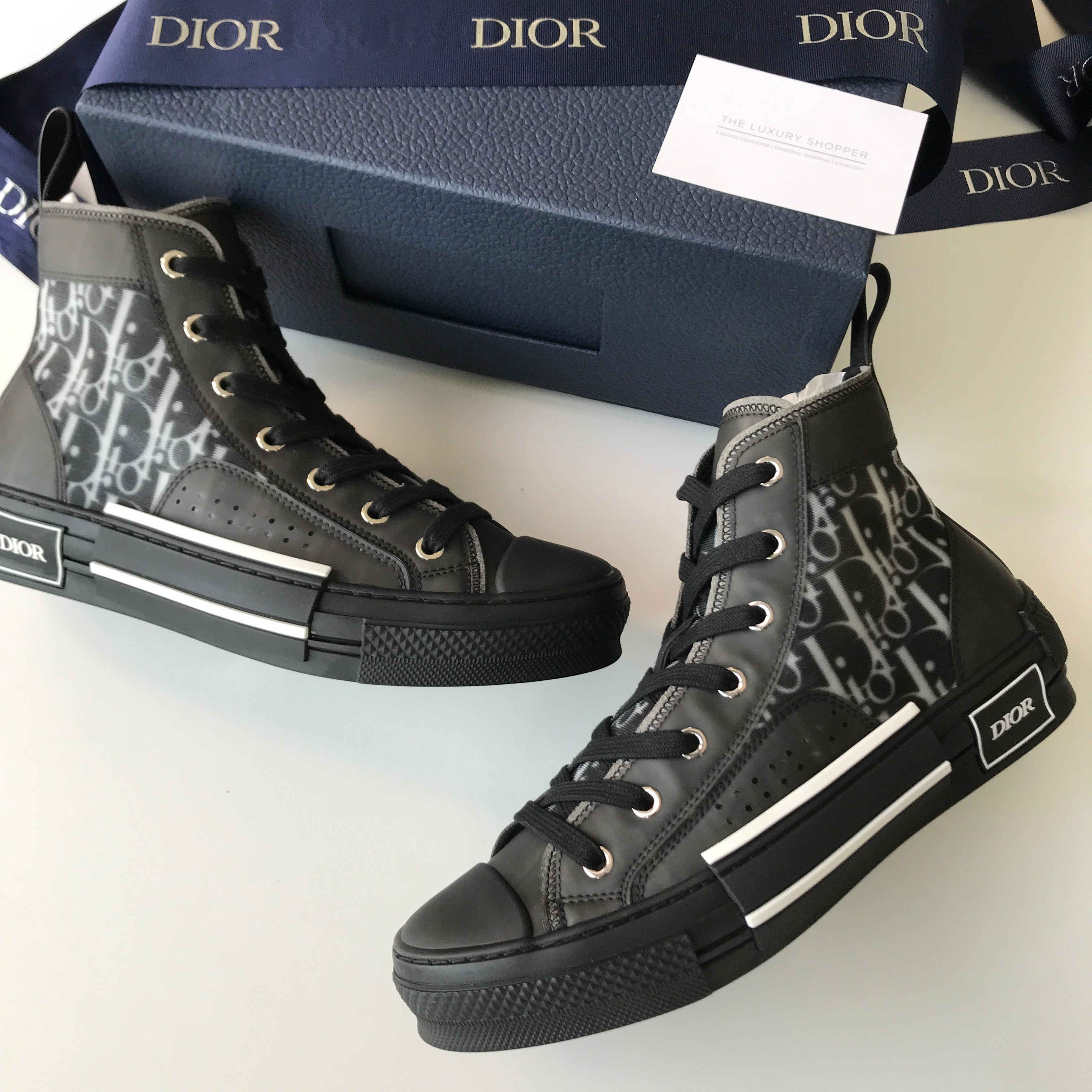 dior b23 high top canvas oblique black
