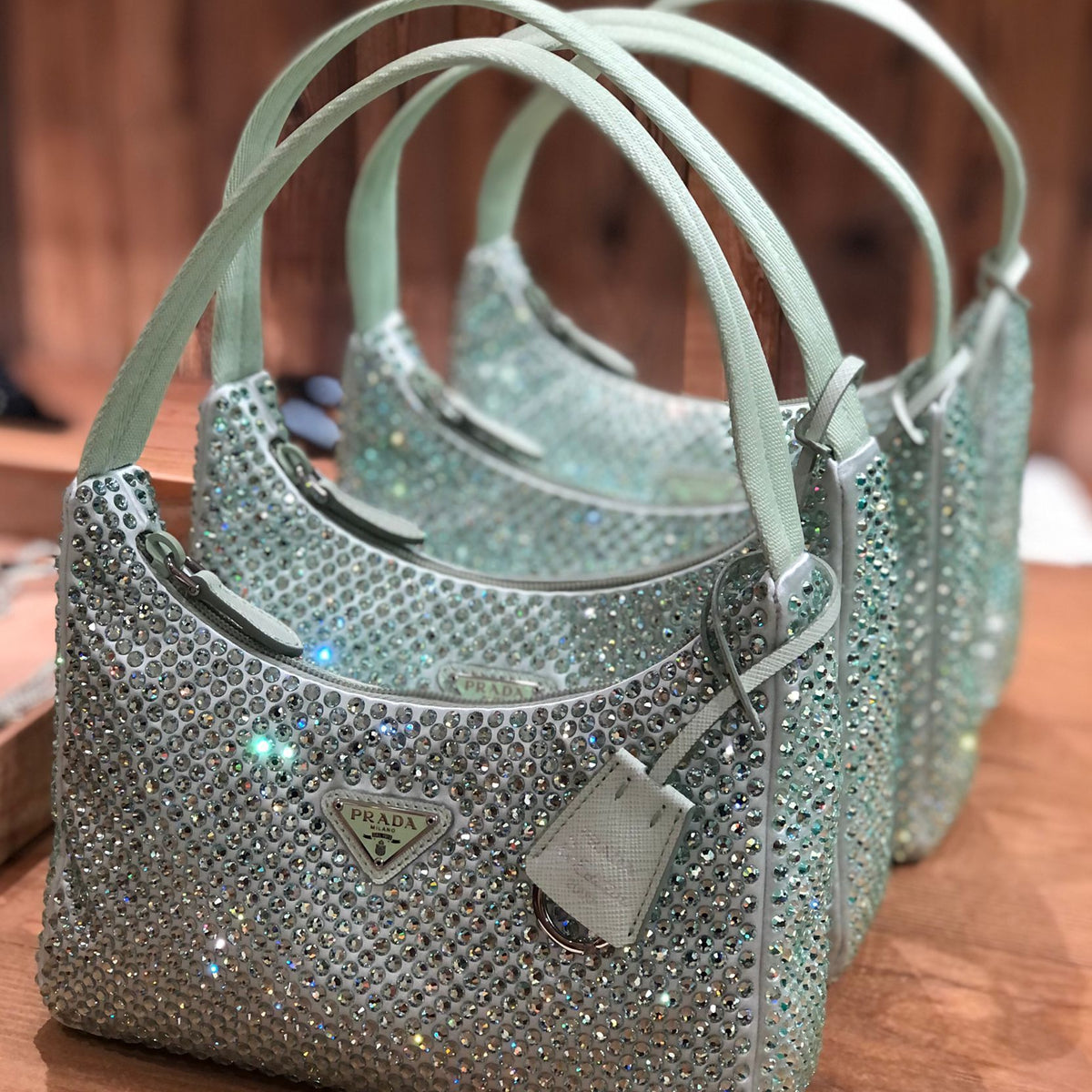 Prada Satin Bag With Crystals (Acqua) - Main Image