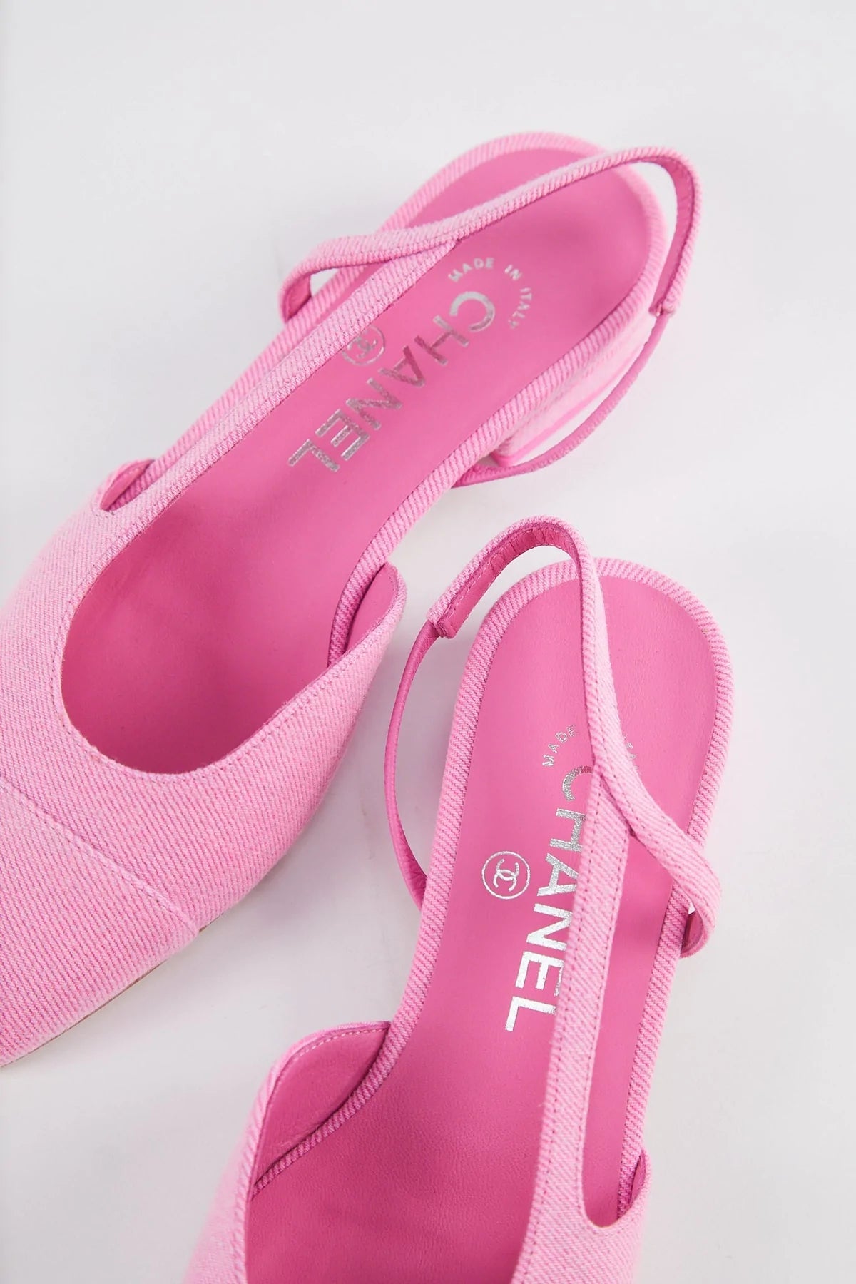Chanel Denim Slingback Mule (Pink)