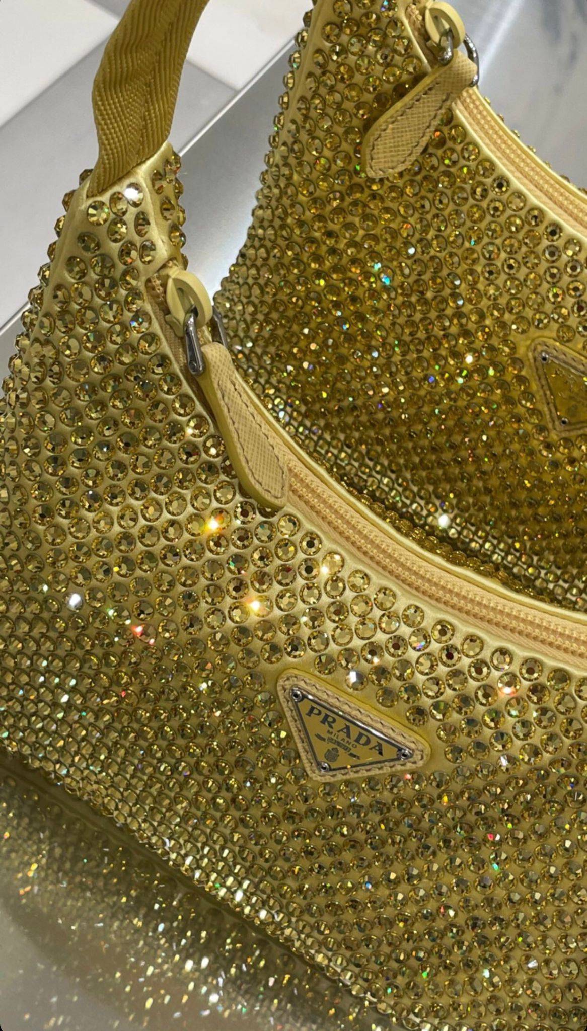 Prada Satin Bag With Crystals (Gold)