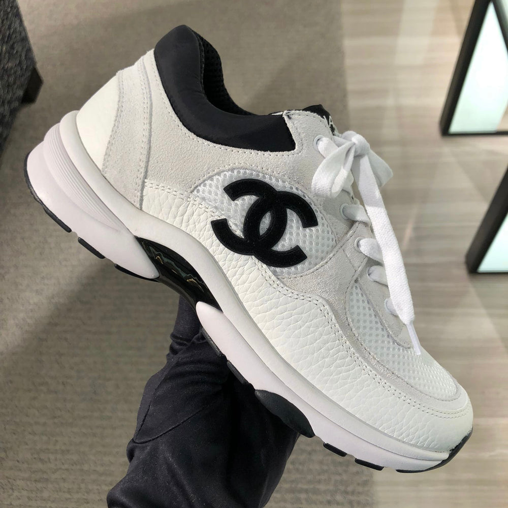 cc sneaker white orange tweed dark cream calfskin