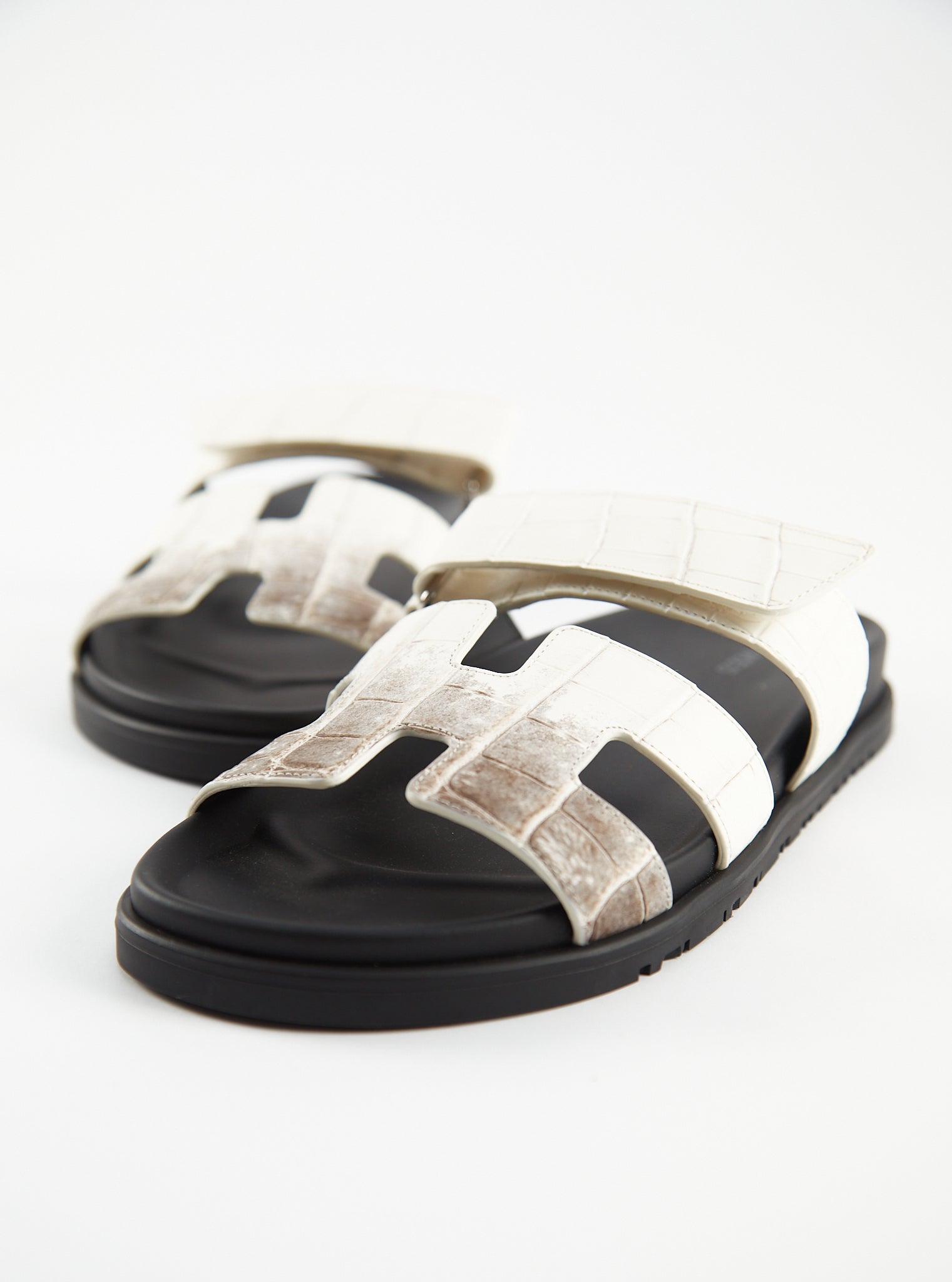 Hermès Chypre Sandals Himalaya Matte Crocodile Leather